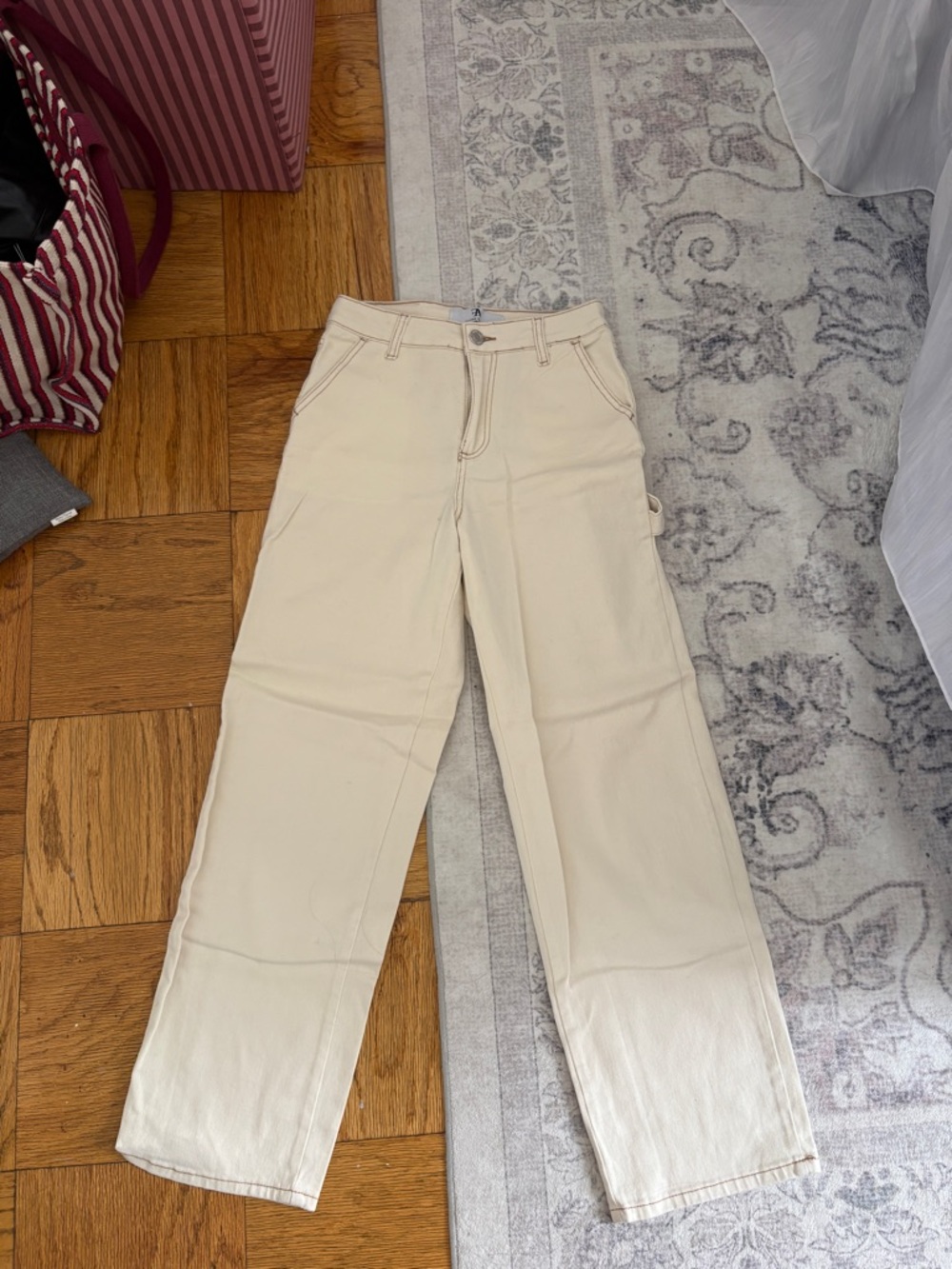 Forever 21 Cream Wide-Leg Jeans